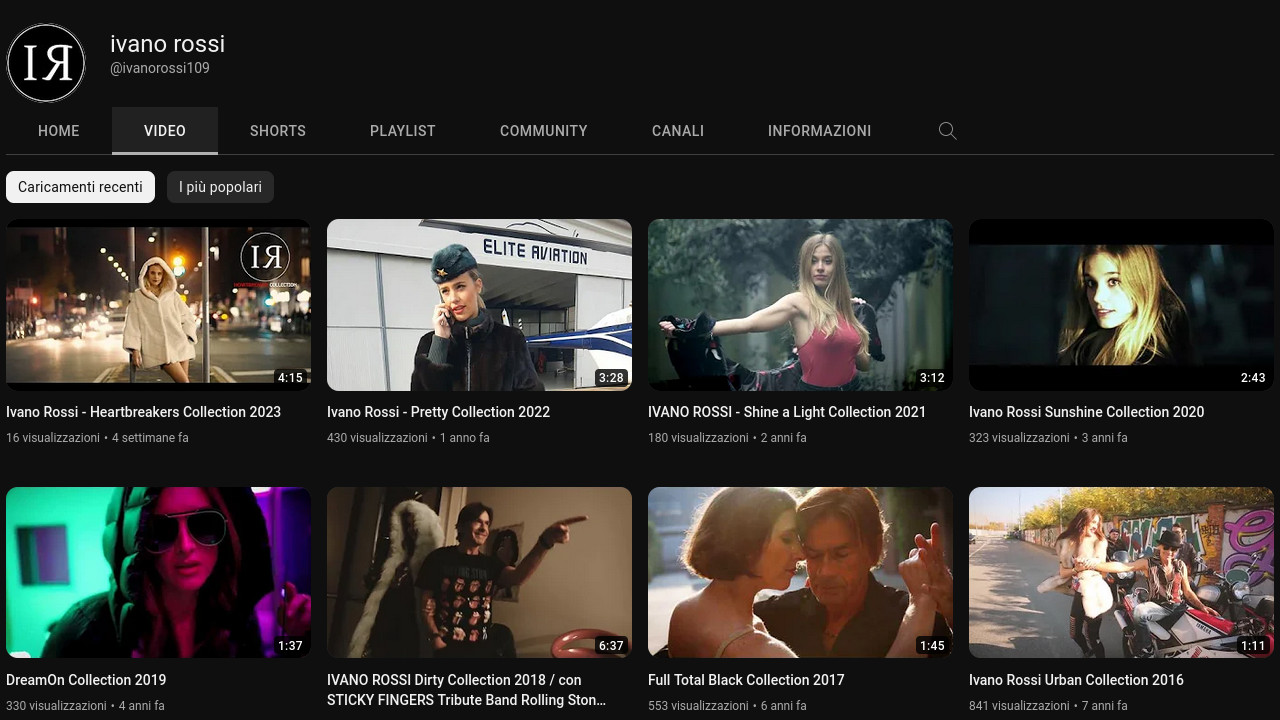 Ivano Rossi - Profilo YouTube